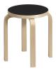 Natural Lacquered Legs, Black Linoleum Seat