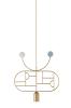 1 Gold Horizontal Oval + 1 Curled Stem (Blue & White Dots)