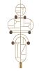1 Gold Circle + 1 Gold Horizontal Oval + 1 Gold Vertical Oval + 2 Stems + 1 Curled Stem (Walnut Dots)
