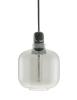 Smoke glass with black textile cord and black ceiling canopy